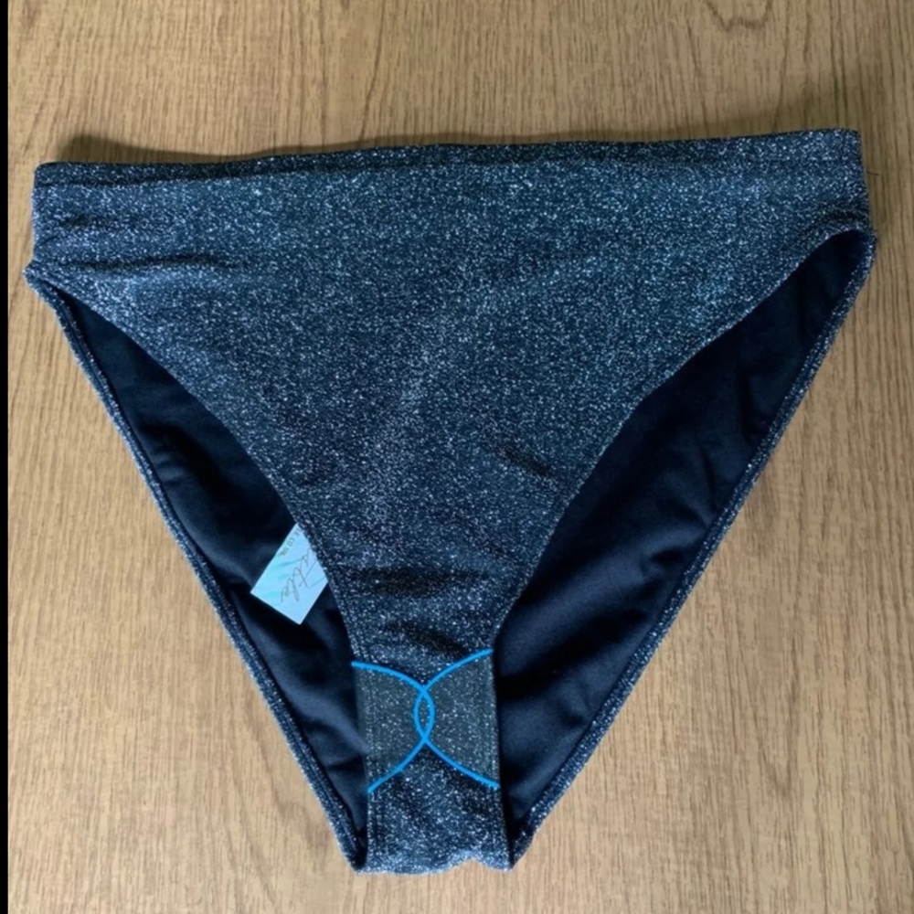 Asos High-Waisted Silver Sparkly Swim Bottoms 10